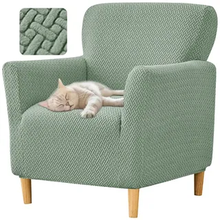 Highdi Stretch Sesselbezug Sesselhusse Elastische T Jacquard Sofaüberzug Clubsessel Sessel Bezug, Weicher Sesselschoner Sitzbezug Für Sessel Mit Armlehne Hussen (Matcha Grün)