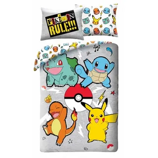 Halantex Pokemon Rules Grau 140 x 200 cm + 70 x 90 cm