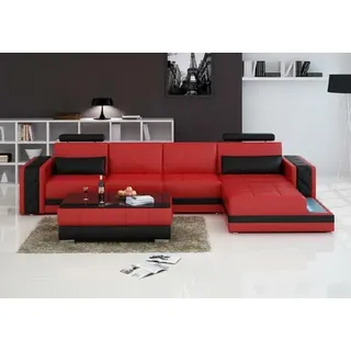 Ecksofa Ledersofa Big XXL L Form Wohnlandschaft Sofa mit USB Garnitur Neu H2211B