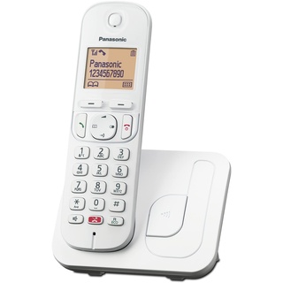 Panasonic KX-TGC250SPW Digitales Schnurloses Telefon für Senioren mit Anrufsperre, leicht zu lesendes Display, Freisprecheinrichtung, Wecker, Einzel-Kopfhörer, Weiß.