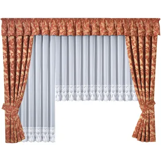 Gardine STICKEREIEN PLAUEN "Diana" Gr. 9, weiß, B:300cm H:175cm, Polyester, Gardinen, veredelt mit echter Plauener Spitze Stickerei