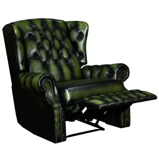Salottini Chesterfield-Sessel Edler Chesterfield Ohrensessel Stunning Leder Recliner grün, Handarbeit grün