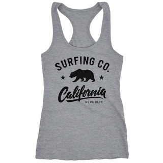 Neverless Tanktop Damen Tank-Top California Republic Bear Bär Sommer Surfing Racerback Neverless® grau XXL