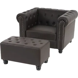 Luxus Sessel Loungesessel Relaxsessel Chesterfield Kunstleder ~ runde Füße, braun