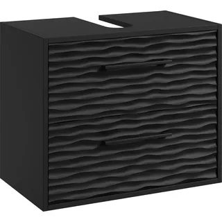 Badplaats Waschbeckenunterschrank Etna 2 Schubladen 60 x 50 x 35 cm Schwarz Matt