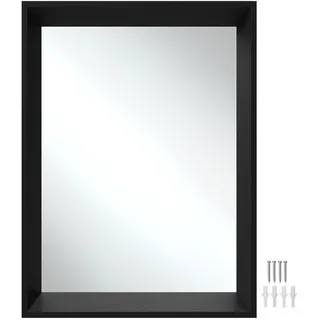 Tectake Rechteckiger Wandspiegel 50 x 70 cm Schwarz