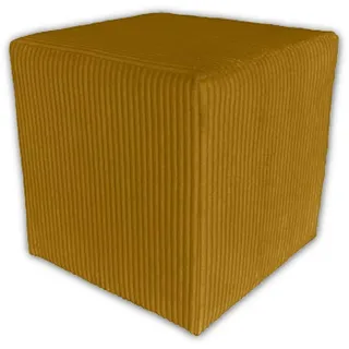 Best For Home | Würfel Pouf Hocker | Senfgelb Poof Fußhocker | Samt Sitzhocker für Wohnzimmer, Schlafzimmer & Flur | Polster Ottoman | Gepolstert Sitzpuff oder Sitzwürfel für Sofa oder Sessel