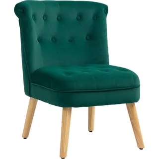 HOMCOM Sessel für Wohnzimmer und Esszimmer mit gepolsterter Sitzfläche, Schlafsessel mit Holzbeinen und samtartigem Stoff, 60x66x79 cm, Grün   Aosom