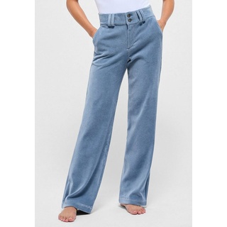 AENGELS Cordhose Hose Button Wide Leg mit Jersey Cord blau|grau 40