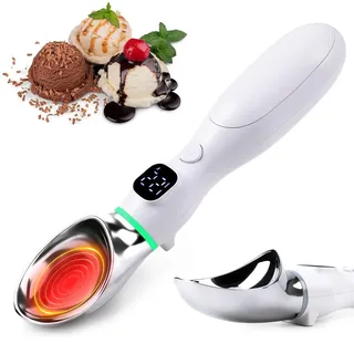 Beheizter Eisportionierer,Wiederaufladbarer Eisportionierer mit LED-Anzeige,Elektrischer Eis Portionierer mit Temperaturanzeige,3 Temperaturen50/60/70°C,4000mAh Kapazität,IP67 Wasserdicht,Verbrühschutz