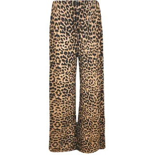 WearAll - Übergröße Damen Blumen Druck Weite Bein Palazzo Hosen - Braun Leopard - 48-50 - 48-50
