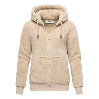 REPUBLIX Sweatjacke JANIE Damen Teddy Sweatjacke Plüsch Hoodie Pullover Zipper Jacke beige|braun 3XL