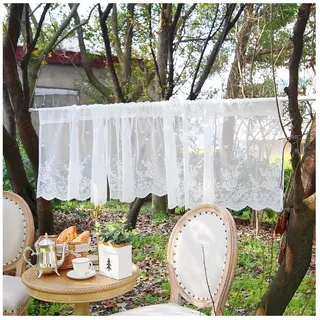 Qelus Vorhang Halbtransparent Fenster Gardine Kurz Vorhänge Küche Scheibengardine (1 St) 250 cm x 60 cm