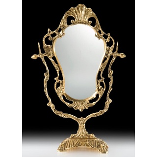 Casa Padrino Luxus Barock Schminkspiegel Gold 28 x H. 45 cm - Handgefertigter Barockstil Bronze Tischspiegel - Kosmetikspiegel - Barock Deko Accessoires - Edel & Prunkvoll