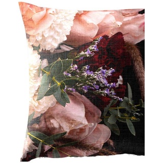 Wendebettwäsche Simon, BIERBAUM, Mako-Satin, 2 teilig, Mako-Satin, 100 % Baumwolle, mit Blumen, pflegeleicht rot|schwarz 1 St. x 135 cm x 200 cm