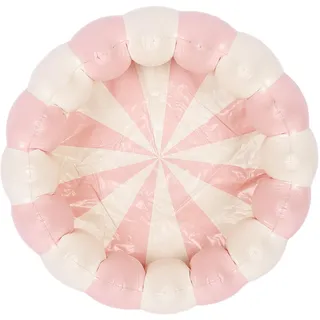 Tomotato Aufblasbarer Kleiner Pool, PVC Planschbecken mit Bällebad, Tragbar faltbar für Innen und Außen (Gestreiftes Rosa)