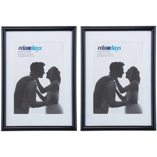 Relaxdays Bilderrahmen Relaxdays schwarz/weiß 13x18 cm 2er Set