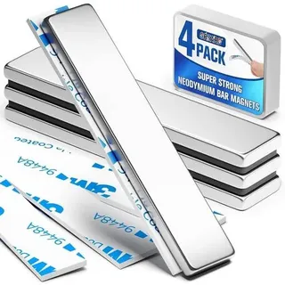 Starke Neodym Magnete 4 Stück 60x10x3 mm Silber Magnetleiste
