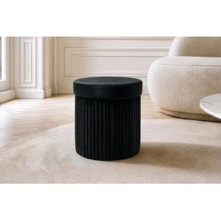 riess-ambiente Polsterhocker ÉLAN 40cm schwarz - Samt, faltbar, mit Stauraum, platzsparend, modern (Einzelartikel, 1 St), Eleganter Sitzhocker - ideal f. Ankleide, Flur, Wohnzimmer & Garderobe schwarz