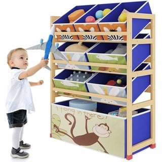 Dripex Kinderregal Spielzeugregal mit Boxen Aufbewahrungsregal für Kinderspielzeug, 64 x 28 x 81 cm