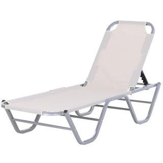 Outsunny Sonnenliege 188 x 58,5 x 38 cm creme/silber