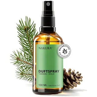 NAKURA® Raumspray, Duftspray und Lufterfrischer TANNEN - WALD Bio 100 ml - Natürliches Duftspray aus naturreinen ätherische Öle - Lufterfrischer Wohnung, Raumduft, Airspray, Wald Duft ohne Chemie