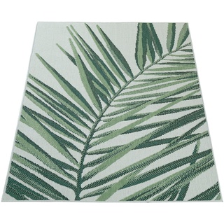 Teppich Ostende 537, Paco Home, rechteckig, Höhe: 4 mm, Flachgewebe, Motiv Palmenblätter, In- und Outdoor geeignet, Wohnzimmer grün 120 cm x 170 cm x 4 mm