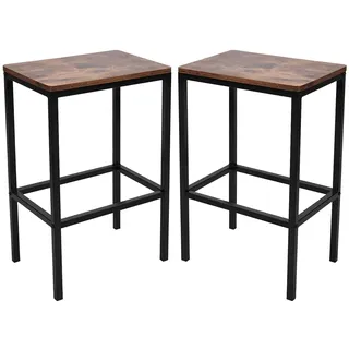 Barhocker 2er Set - industrial Design, aus Metall, mit Fußstütze, max. 130 kg, modern, Sitzhöhe 65 cm, Schwarz Braun - Barstühle, Bistrohocker, Barstuhl für Bar, Kücheninsel, Theke, Vintage, Antik