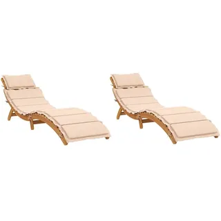 vidaXL Sonnenliege Klappliege 200 x 55 x 65 cm Beige