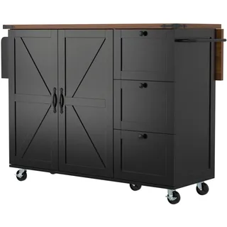 stilvora Kücheninsel, Schwarz, Metall, Holzwerkstoff, Rechteckig, 140x92.5x73 cm, Küchen, Küchenmöbel, Kücheninseln