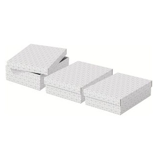 Esselte Aufbewahrungsbox Home M flach 628284, 9L, mit Deckel, Pappe, weiß, 27 x 36 x 10cm, 3 Stück