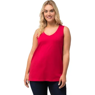 Ulla Popken Damen Feminines Top mit V-Neck T-Shirt, rot, 54-56