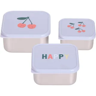 Lässig Snackbox Brotdose Kinder (3er Set) Edelstahl Happy Fruits Cherry