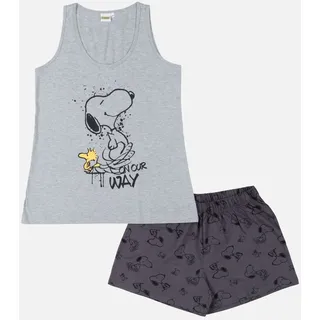 Snoopy Pyjama Set Kurz - hellgrau/dunkelgrau - mehrfarbig - L