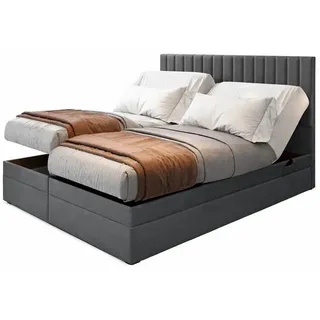 Trada Boxspringbett Dunkelgrau Textil, H3, Rechteckig, 200x200 cm, Schlafzimmer, Betten, Boxspringbetten