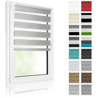 ALOHA Doppelrollo nach Maß Klemmfix ohne Bohren Breite 40-130cm | Zebrarollo, Seitenzugrollo, Für Fenster und Tür