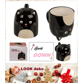 Becher-Katze-Tassen-verkehrt-herum-Upside-Down-ca.-12x14cm-500ml aus Dolomite