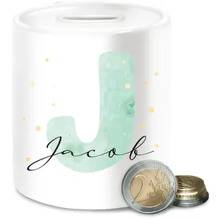 Spardose - Buchstaben - Anfangsbuchstabe Personalisierbar mit Namen | Geschenk mit Initialen | Initialbuchstabe und Name individuell kombinierbar - Unisize - Weiß - Buchstabe trinkgeldkasse