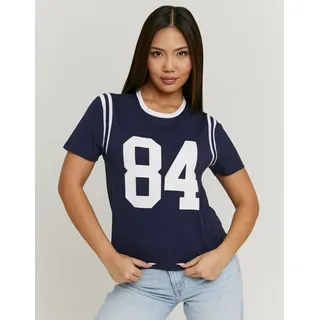 Tally Weijl T-Shirt STSCOORCUN2 Baumwolle, Statement-Shirt mit Rundhals-Ausschnitt und Druck blau XS