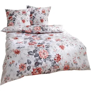 Traumschlaf Feinflanell Blumen Rot 200 x 200 cm + 2 x 80 x 80 cm