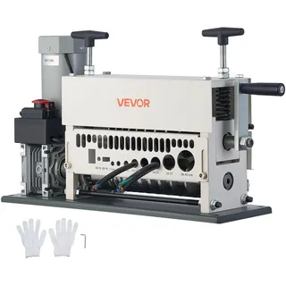 Vevor Elektrische Kabelabisoliermaschine, 1,5-40 mm, Kabelschälmaschine, 11-Kanal-Automatik-Kupferkabel-Abisolierer, 370-W-Abisolierwerkzeug mit manuellem Handkurbelmodus, Not-Aus-Taste