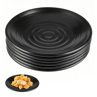 RAXIVO 6 Stück Teller Schwarz Matt, Kleine Dessertteller Kuchenteller | 15x15x2 cm Unzerbrechliches Speiseteller, Plastikteller Schwarz, Wiederverwendbar Teller, für Hochzeiten Geburtstage Partys