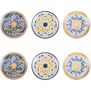 Set mit 6 Desserttellern aus Porzellan, Sizilien