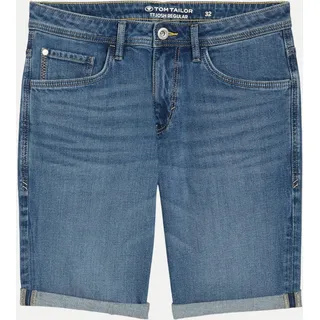 Tom Tailor Herren TTJOSH REGULAR SLIM Jeans Shorts, blau, Uni, Gr. 32
