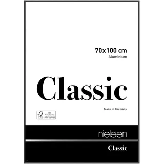 nielsen Bilderrahmen, 70 x 100 cm, Aluminium, Schwarz matt, Posterrahmen zum Aufhängen im Hoch- & Querformat, Echtglas, Classic