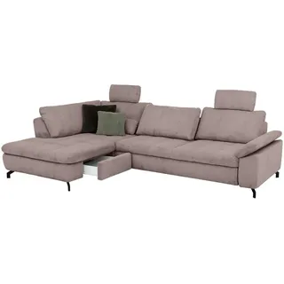 Beldomo Style Ecksofa Sense, Altrosa, Metall, 3-Sitzer, Ottomane links, Eckteil, L-Form, 291x197 cm, Goldenes M, Typenauswahl, Fußauswahl, Stoffauswahl, seitenverkehrt erhältlich, individuell planbar, Wohnzimmer, Sofas & Couches, Wohnlandschaften, Ecksofas