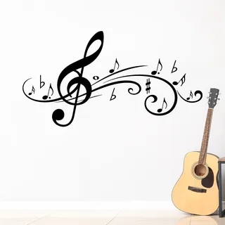 GRAZDesign Wandtattoo Musik Wohnzimmer Jugendzimmer Musikraum | Wandaufkleber Notenschlüßel - 94x50cm / 070 schwarz