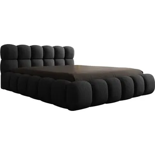 luxusbetten24 Designer Polsterbett Boston Bouclé mit Stauraum 140x200 Schwarz 38 Latten - Schwarz