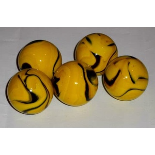 5 Glaskugeln Hummel gelb mit Muster, 35mm, Glaskugel, Kugel aus Glas, Deko (108190)
