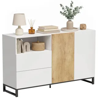 Pangivo Sideboard, Ahorn, Metall, 2 Schubladen, 40x85x140 cm, Wohnzimmer, Kommoden & Sideboards, Sideboards